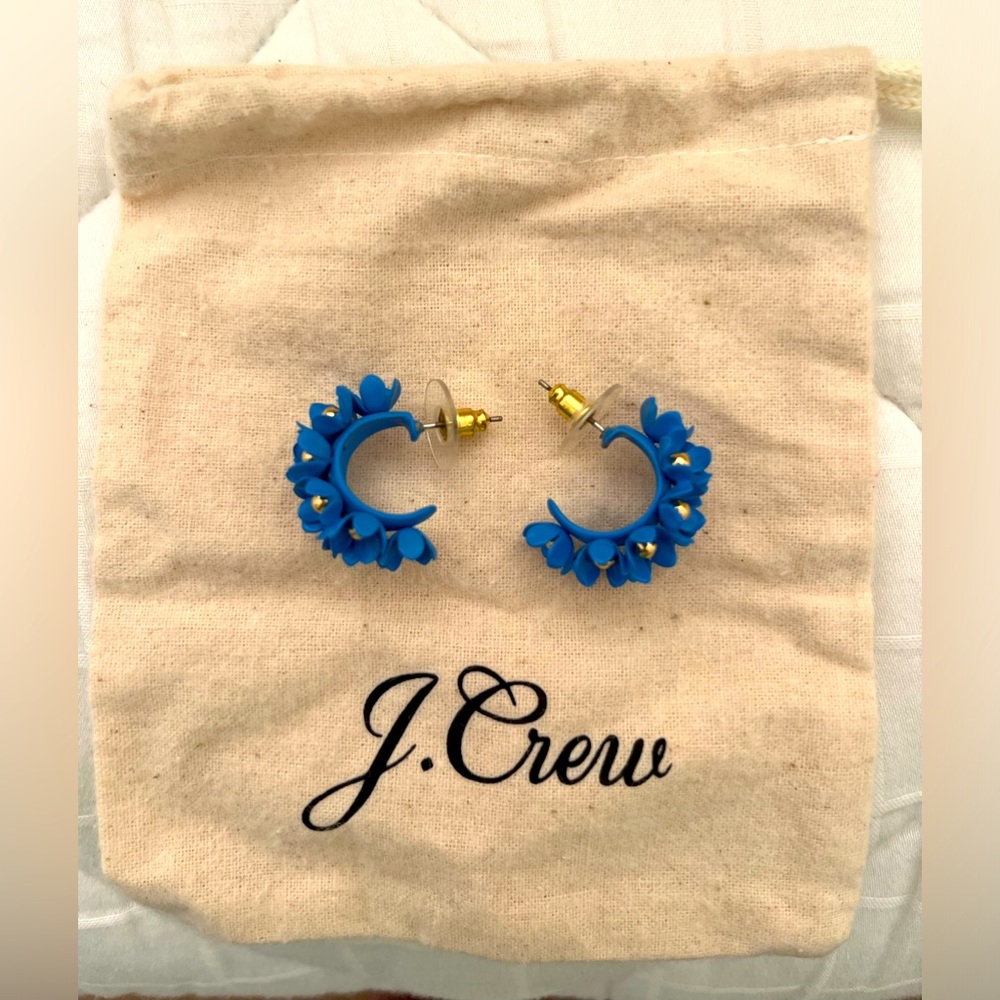 J. Crew blue flower hoops!